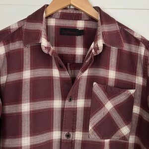 Dr. Martens Burgundy and White Plaid Casual Button Down Shirt